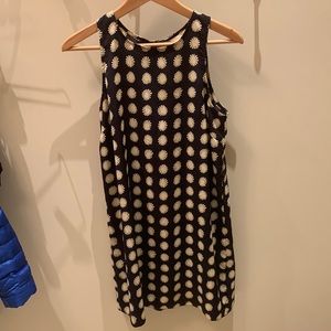 Sleeveless navy/cream floral mini dress